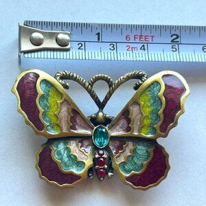 JAY STRONG WATER ENAMEL & STONE BUTTERFLY FIGURINE